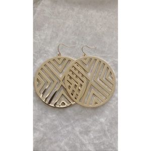 Patterned Circular Gold Earrings
